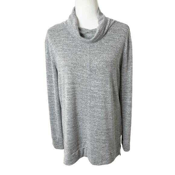 A New Day Women's Tunic Sweater M Heather Gray Cowl Neck Long Sleeve Slit Hem - Picture 2 of 12